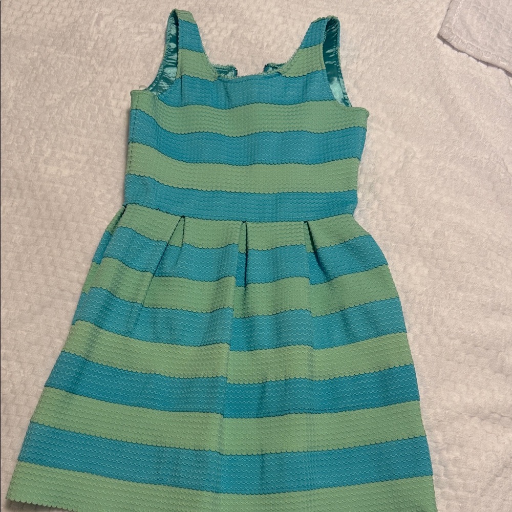 Eliza B Green and Blue Striped Dress